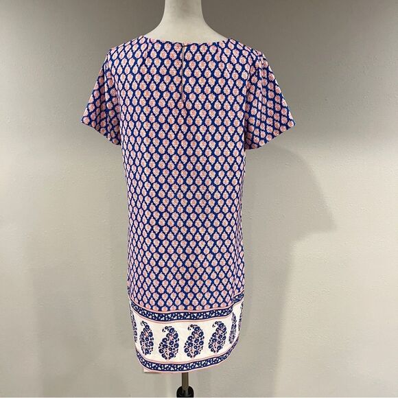 J.Crew Floral Paisley Print Short Sleeve straight cut loose fit Dress size 8 - Picture 6 of 12